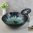 Modern black and white marble glass basin tap set bathroom sink