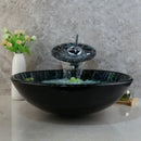 Modern black and white marble glass basin tap set bathroom sink
