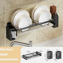 Modern black and white two tier dish drainer rack kitchen storage