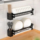 Modern black and white two tier dish drainer rack kitchen storage