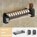 Modern black and white two tier dish drainer rack kitchen storage