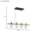 Modern black and wood frosted glass orb pendant light kitchen island