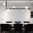 Modern black angle arm chandelier with glass globes kitchen island light