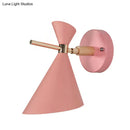 Modern black angle shade wall sconce with wood arm bedroom light