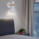 Modern black angle shade wall sconce with wood arm bedroom light