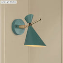 Modern black angle shade wall sconce with wood arm bedroom light