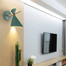 Modern black angle shade wall sconce with wood arm bedroom light