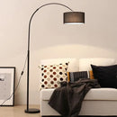 Modern black arched led floor lamp – living room fabric shade
