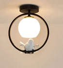 Modern black bird ceiling light fixture for corridor entrance