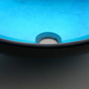 Modern black & blue glass vessel sink basin tap set bathroom