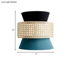 Modern black & blue rattan dual cone wall lamp bedroom sconce