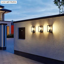 DecorBites™ Modern Black Box Patio Wall Sconce - Transparent Glass, 1-Bulb Lighting Fixture