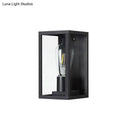 DecorBites™ Modern Black Box Patio Wall Sconce - Transparent Glass, 1-Bulb Lighting Fixture