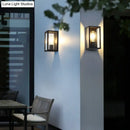 DecorBites™ Modern Black Box Patio Wall Sconce - Transparent Glass, 1-Bulb Lighting Fixture