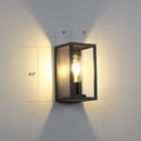 DecorBites™ Modern Black Box Patio Wall Sconce - Transparent Glass, 1-Bulb Lighting Fixture