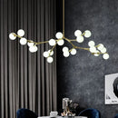 Modern black branching glass balls led pendant lights living room