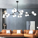 Modern black branching glass balls led pendant lights living room