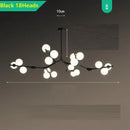 Modern black branching glass balls led pendant lights living room