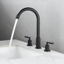 Modern black brass basin faucet waterfall bathroom tap with textured handles