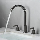 Modern black brass basin faucet waterfall bathroom tap with textured handles