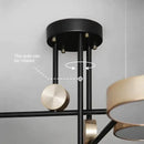 Modern black & brass circular pendant light dining room