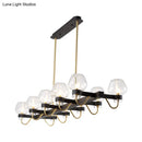 Modern black & brass contemporary island lamp clear amber smoke bedroom