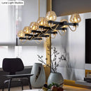 Modern black & brass contemporary island lamp clear amber smoke bedroom