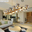 Modern black & brass contemporary island lamp clear amber smoke bedroom