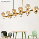 Modern black & brass contemporary island lamp clear amber smoke bedroom