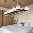 Modern black & brass contemporary island lamp clear amber smoke bedroom