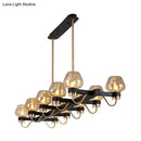 Modern black & brass contemporary island lamp clear amber smoke bedroom