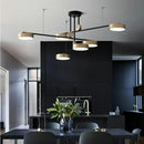 Modern black & brass geometric led chandelier dining room light