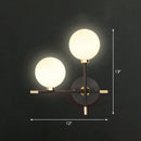 Modern black & brass glass ball bedside sconce bedroom wall lamp