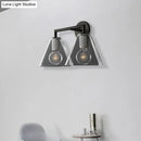 Modern black & brass glass cone wall light bedroom direct wired electric