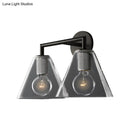 Modern black & brass glass cone wall light bedroom direct wired electric