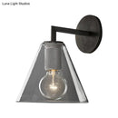 Modern black & brass glass cone wall light bedroom direct wired electric
