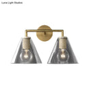 Modern black & brass glass cone wall light bedroom direct wired electric