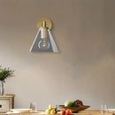 Modern black & brass glass cone wall light bedroom direct wired electric