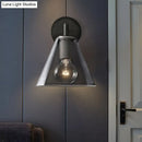 Modern black & brass glass cone wall light bedroom direct wired electric