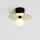 Modern black & brass golden glass ball wall sconce bedroom light