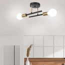 Modern black & brass industrial chandelier living room led lamp