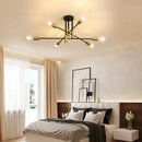 Modern black & brass industrial sputnik chandelier kitchen light