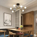 Modern black & brass industrial sputnik chandelier kitchen light