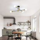 Modern black & brass industrial sputnik chandelier kitchen light