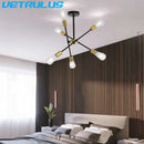 Modern black & brass iron sputnik chandelier dining room light