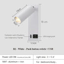 Modern black brass led wall lamp bedroom reading light with usb port