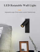 Modern black brass led wall lamp bedroom reading light with usb port