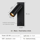 Modern black brass led wall lamp bedroom reading light with usb port