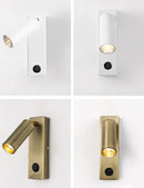 Modern black brass led wall lamp bedroom reading light with usb port