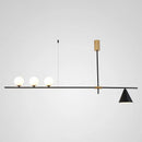 Modern black & brass linear chandelier dining room spherical white glass